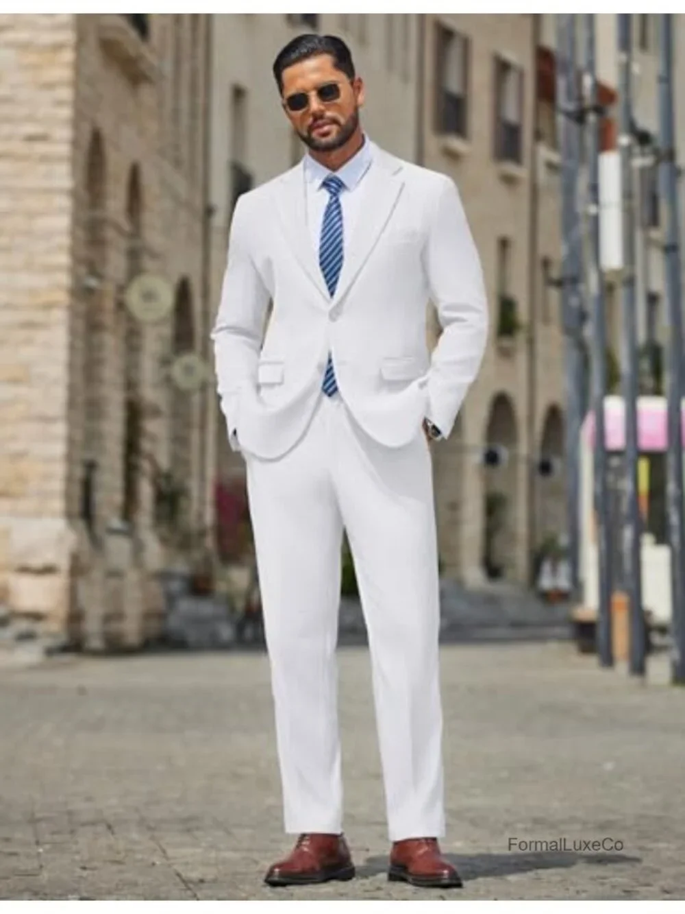 Slim Fit 2-Piece Suit Set with Blazer & Pants, Two Button, Wedding, Prom,